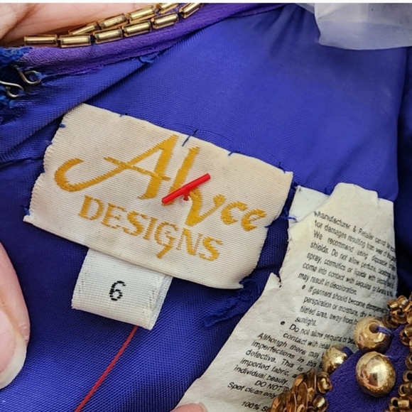 Vintage Indigo and gold beaded applique gown - Picture 2 of 9